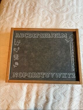 Wood Frame Alphabet Chalkboard Learning Slate - Black